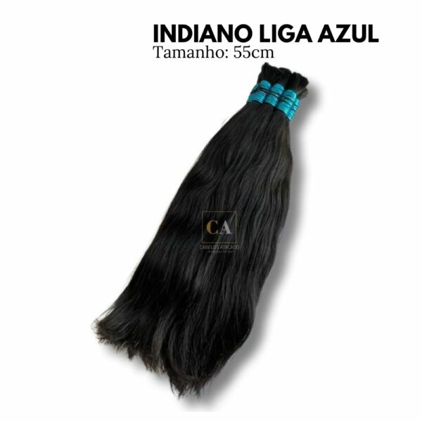 cabelo humano indiano liga azul original 55cm